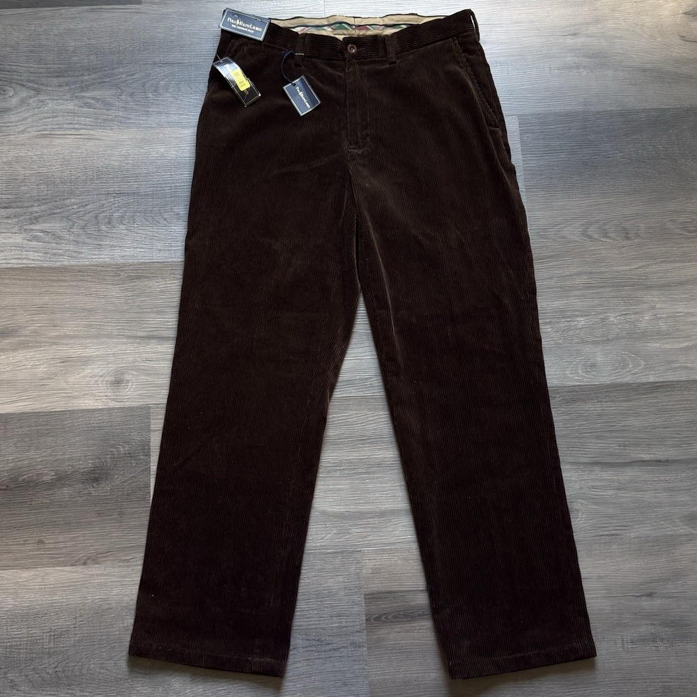 New Vintage Polo Ralph Lauren Corduroy Preston Pant Mens 34x32 Dark Brown NWT